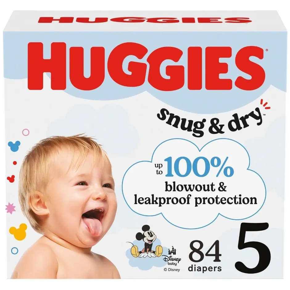 Huggies Snug & Dry Baby Diapers, Size 5 (27+ lbs), 84 Ct