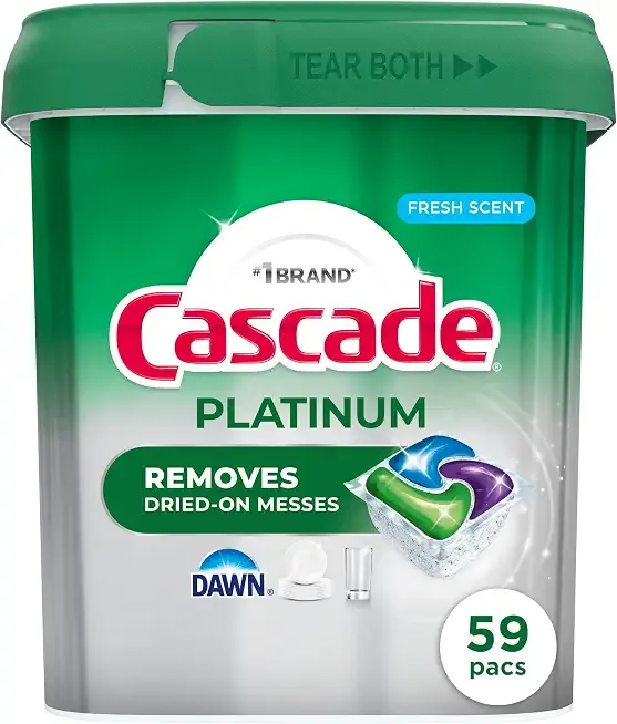 Cascade Platinum Dishwasher Pods, Dishwasher Detergent, Dish Detergent Soap, Fresh, 59 Count