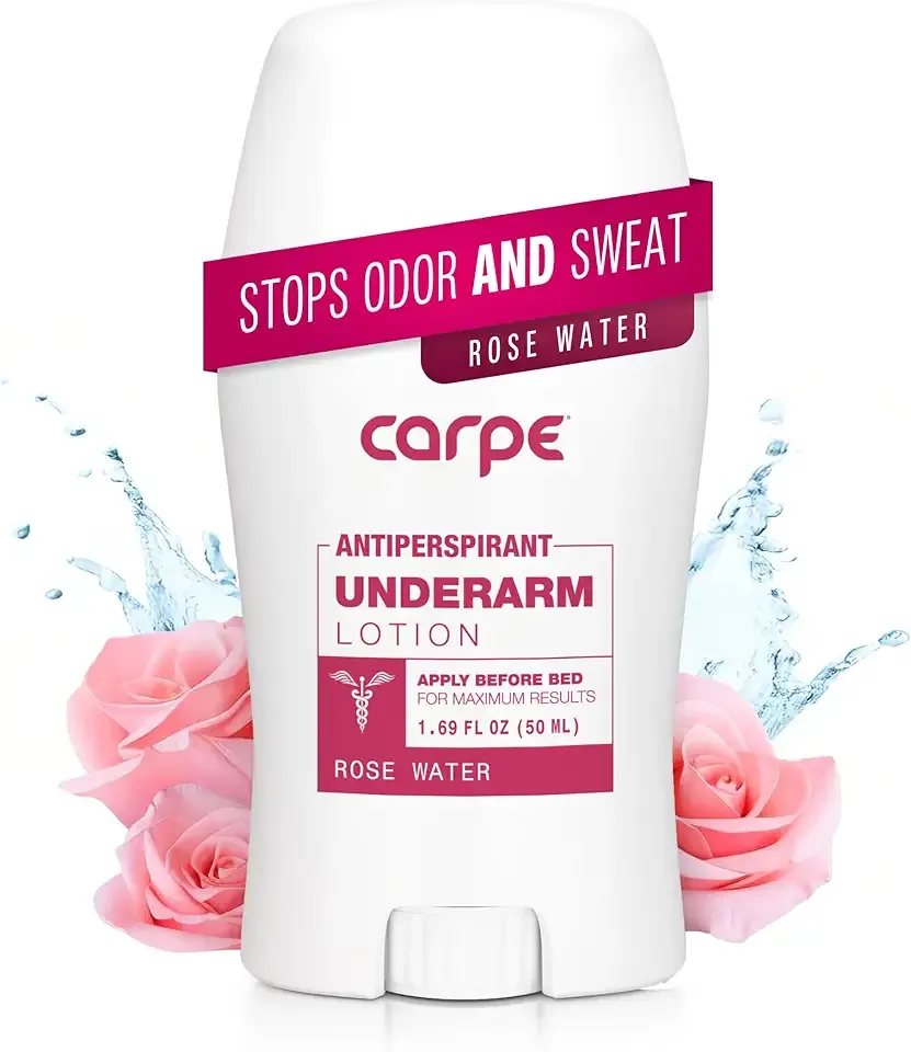 Carpe Underarm Antiperspirant and Deodorant, Clinical strength with Rose Water scent, Combat excessive sweating Stay fresh and dry, Great for hyperhidrosis