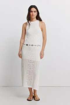 Vestido midi pointelle