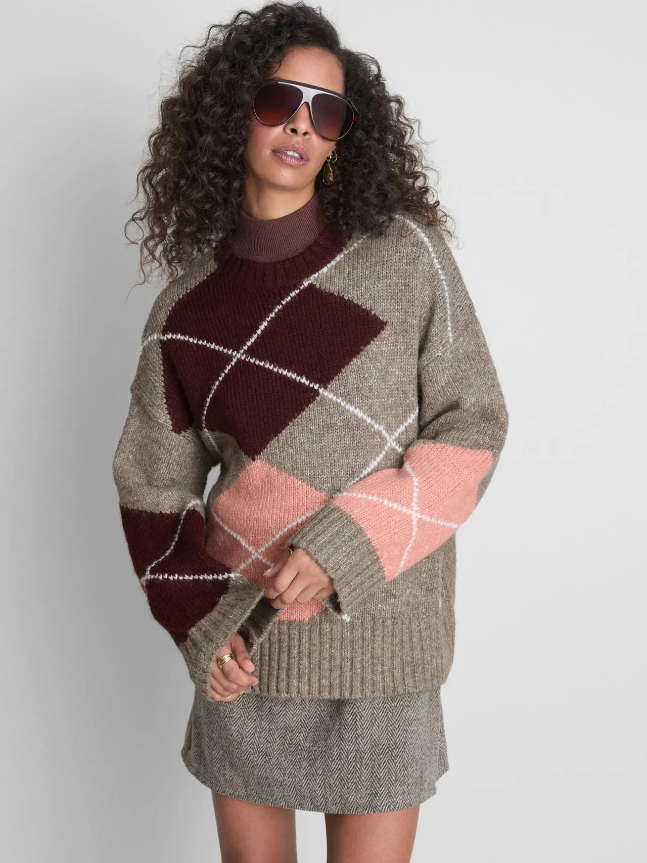 Pull oversize en maille à losanges