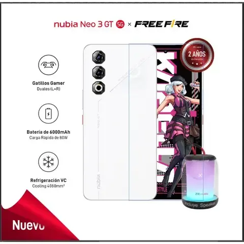 ZTE NUBIA NEO 3 GT 5G (12+12GB)+512GB (versión FreeFire) - BLANCO + Gift Speaker