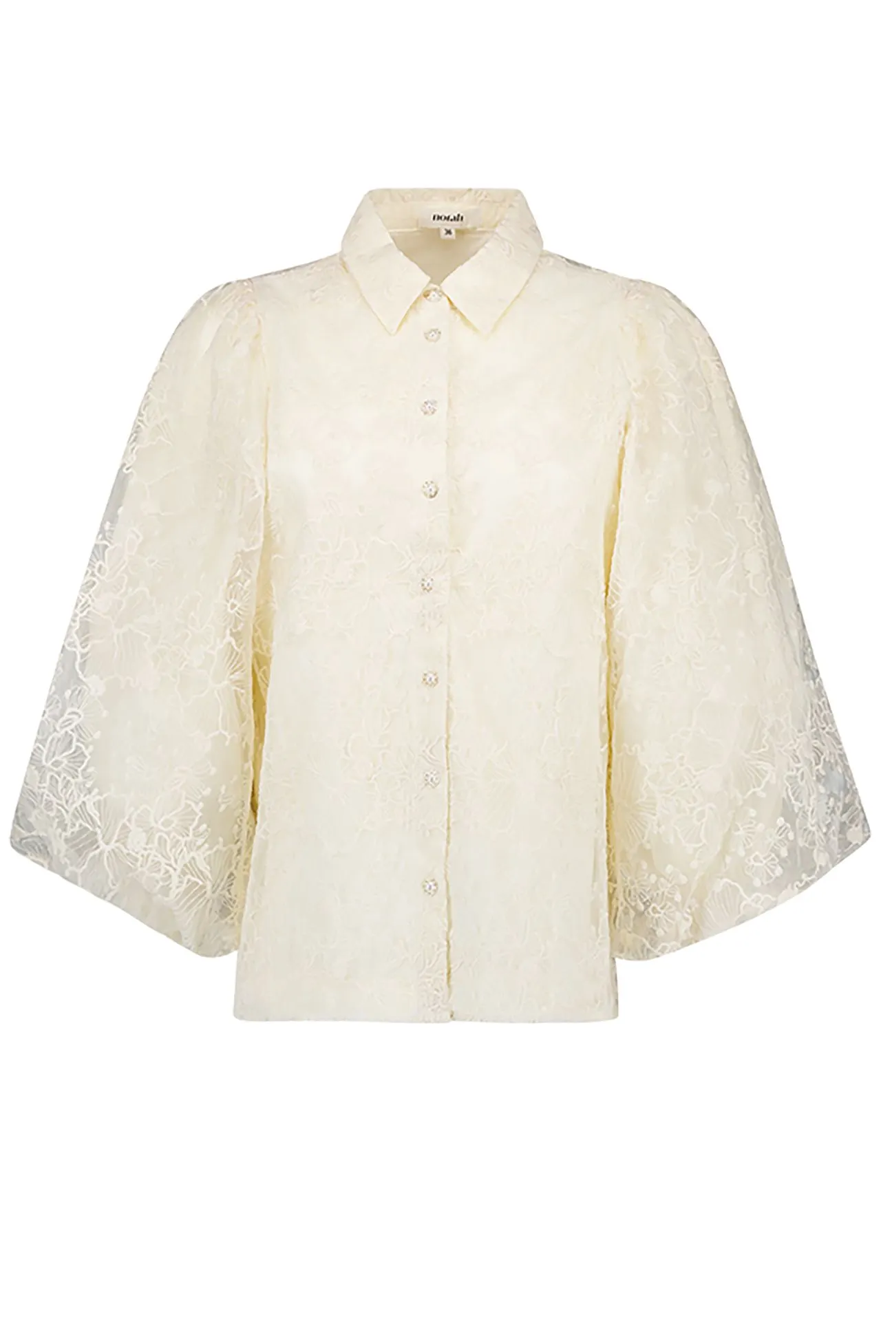 Ecru blouse met ballonmouwen