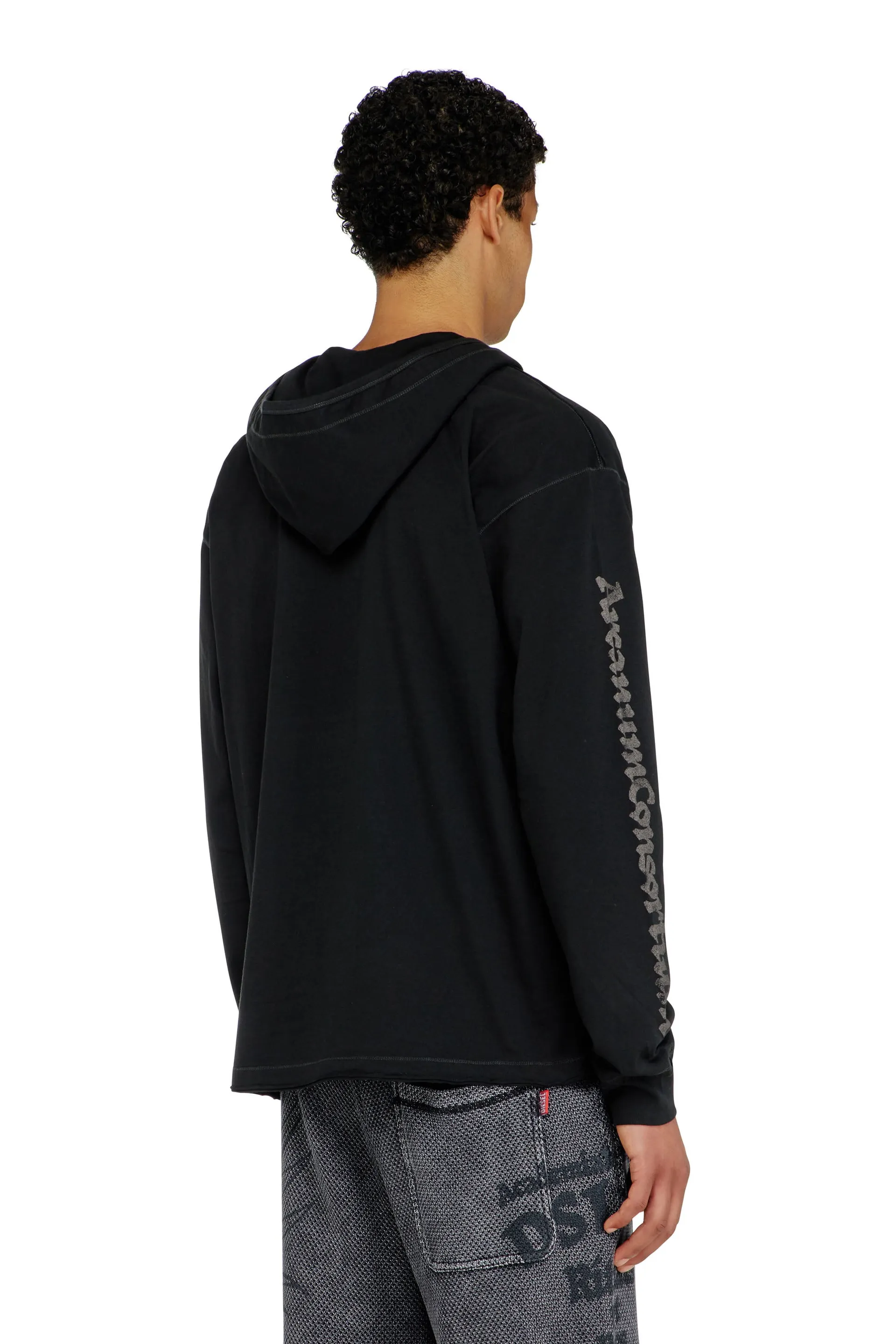 Hoodie with V-neck and embroidered front