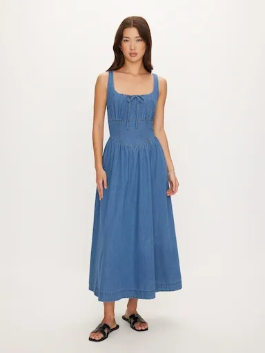 Aspen Denim Corset Midi Dress
