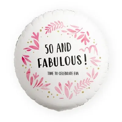 Ballon | 50 and fabulous! | met eigen tekst, leeftijd en naam