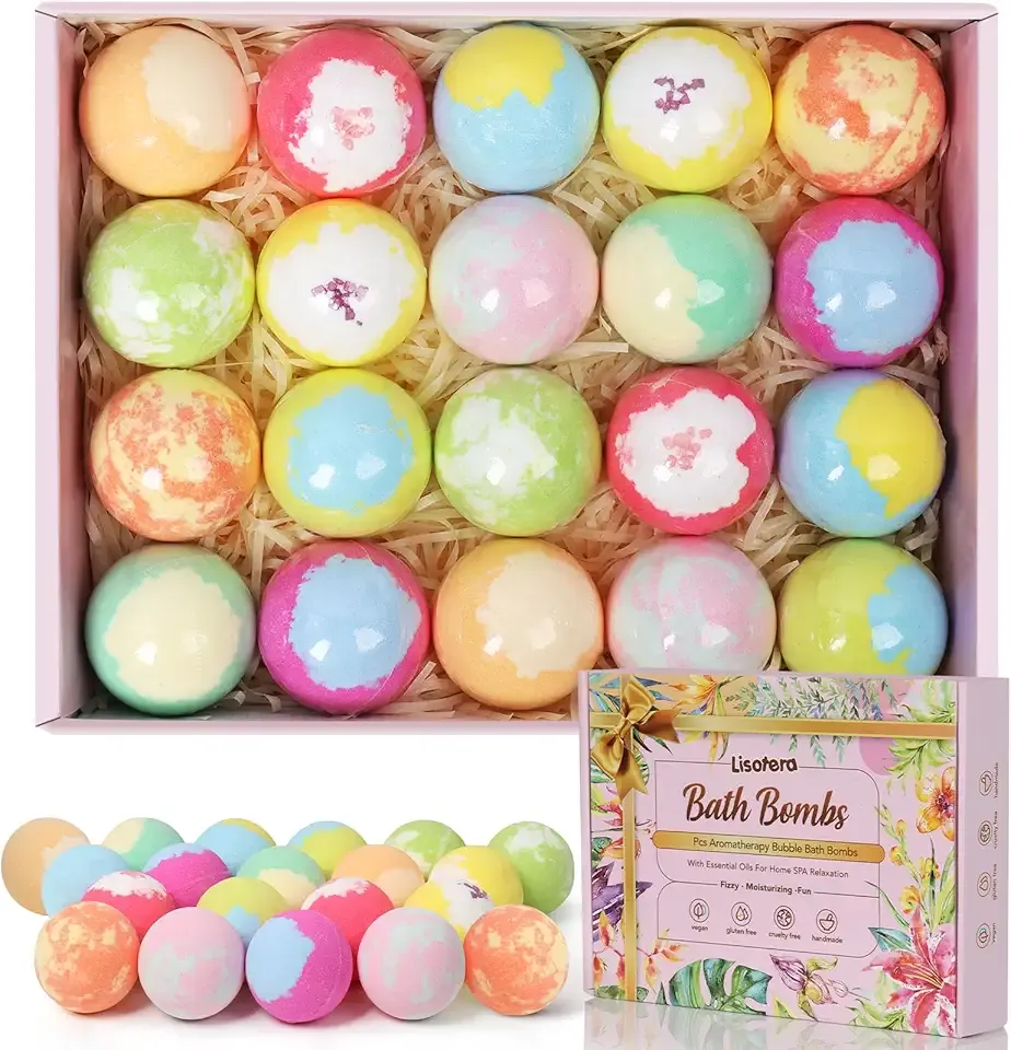 Bath Bombs for Women, 20 Bath Bombs Gift Set with Shea Butter Moisturizing & Essential Oils, Valentines Day, Easter Gifts for Women & Men, Girlfriend, Wife, Birthday, Mothers Day Presents for Mom