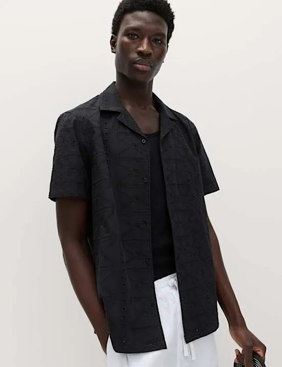 Regular Fit Pure Cotton Embroidered Shirt
