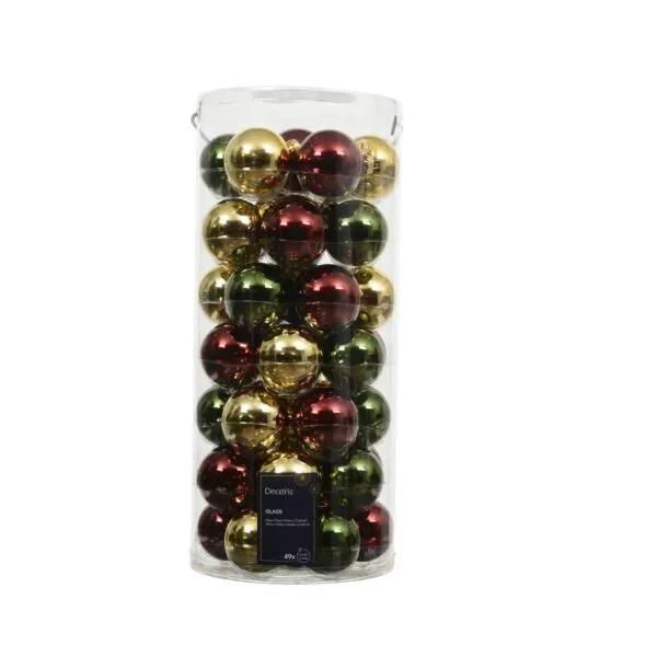 Decoris kerstbal glas dennengroen 49 stuks set