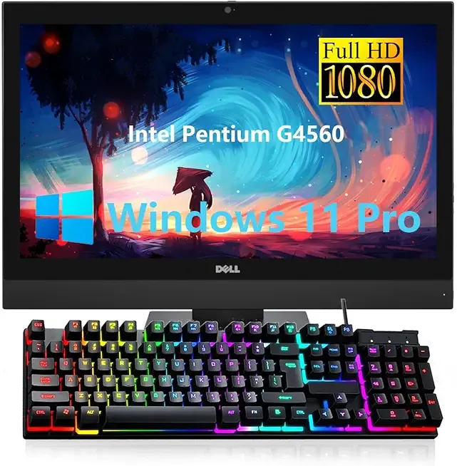 Dell Optiplex 7450 All in One Desktop Computer, 23.8" FHD(1920x1080), Pentium Processor G4560 3.5GHz, 8GB RAM, 256GB SSD, HDMI, DP, Keyboard&Mouse, Windows 11 Pro, Black (Renewed)