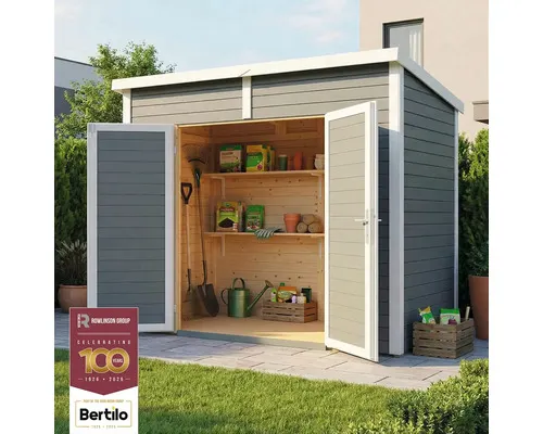 Dřevěný zahradní domek Bertilo Timmo 2 stříbrnošedý 244 x 121 cm vč. podlahy