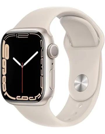 Apple Watch Series 7 (GPS, 41mm) Starlight Aluminum Case with Starlight Sport Band, Regular (Renewed)