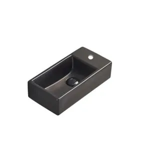 Brevis Lavabo suspendido con agujero para grifo, derecha, 40,5x20,5x10,5cm, negro (SATBRE4020SRBKM)