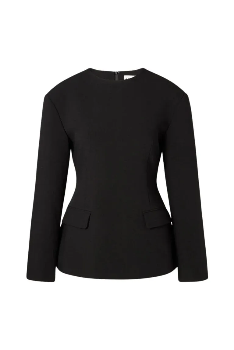 Athina Tailored Long Sleeve Blouse - Sort