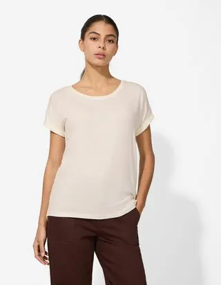 T-shirt - Misto viscosa - Bianco sporco