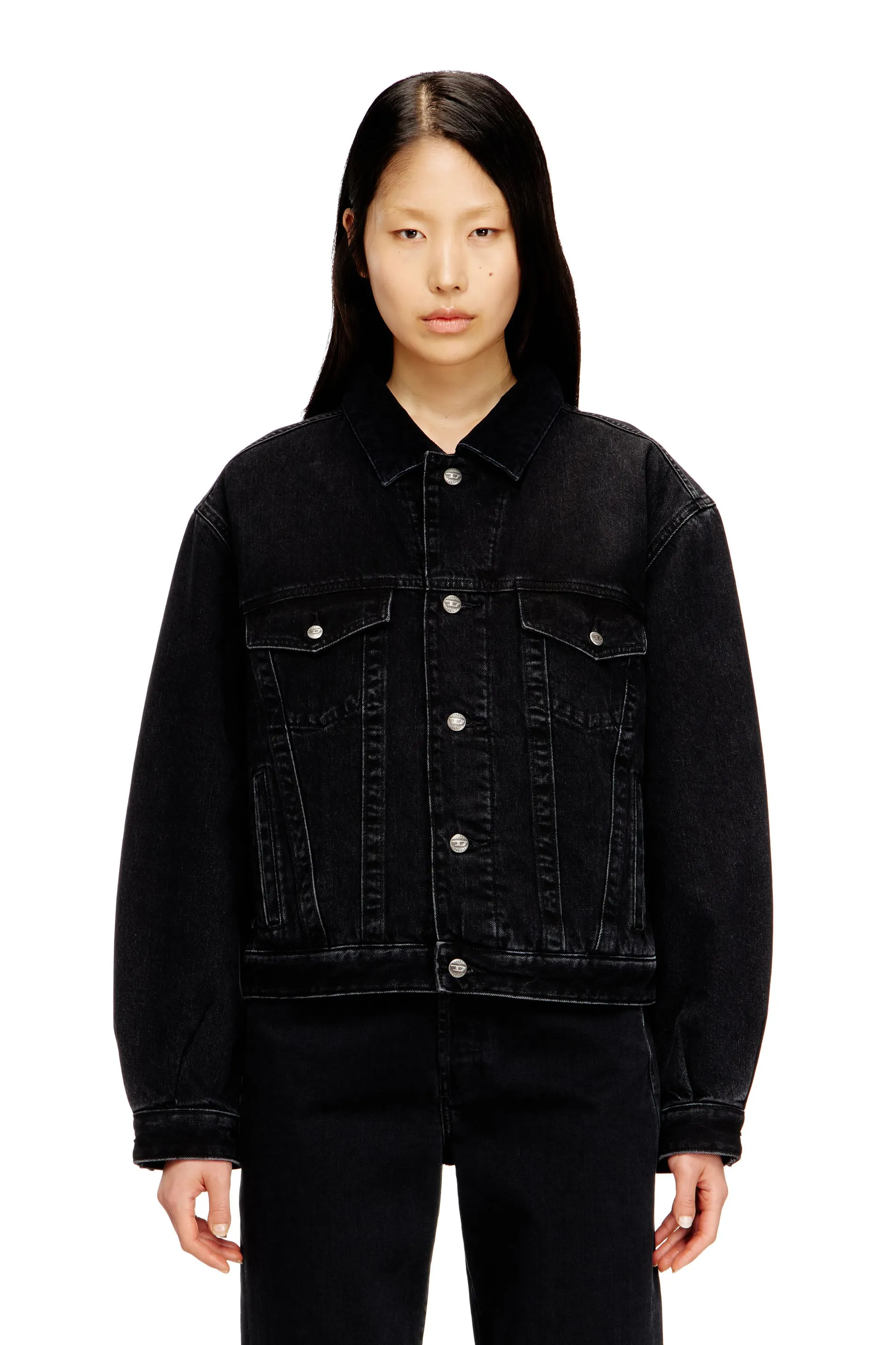 Padded trucker jacket in denim
