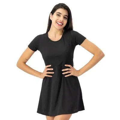 Vestido Mxstaza Mujer Corto Manga Corta Cuello Redondo