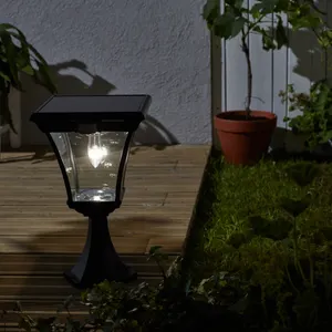 Sobremuro solar exterior LED Tova INSPIRE de aluminio negro resistencia IP44 12h de autonomía sensor crepuscular y detector de movimiento