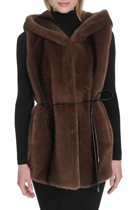 Hooded Faux Mink Vest