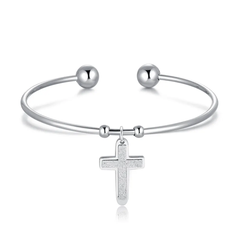 Armband in edelstaal, kruisje