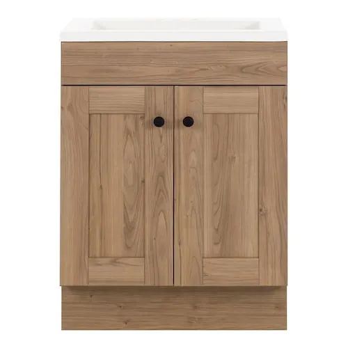 Addison 24-inch W Bathroom Vanity in Sand Elm with Cultured Marble Vanity Sink Top