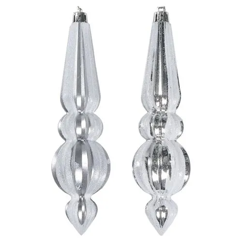 Enchanted Forest® Silver Finial Shatterproof Ornaments - 6 Pack