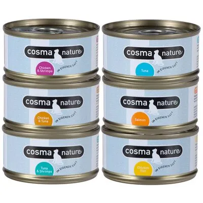 Offre découverte Purizon, 400 g + lot mixte Cosma Nature, 6 x 70 g lot 2 : Purizon poulet, poisson + Cosma Nature