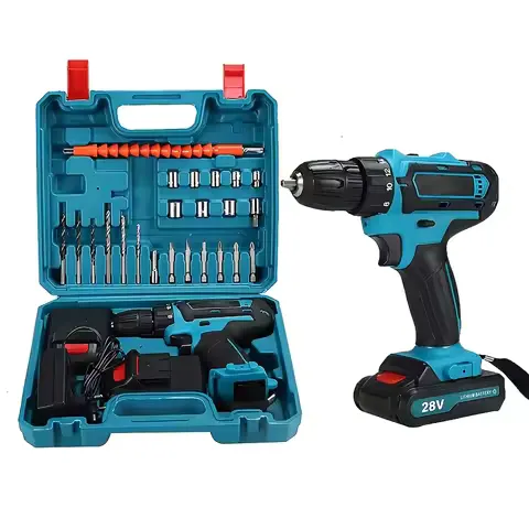 Tool Set 36V Lithium-Ion Rechargeable Drill Driver - Electric Tool Set For Home And DIY Projects - Handheld Screwdriver With LED Light And Variable Speed Control