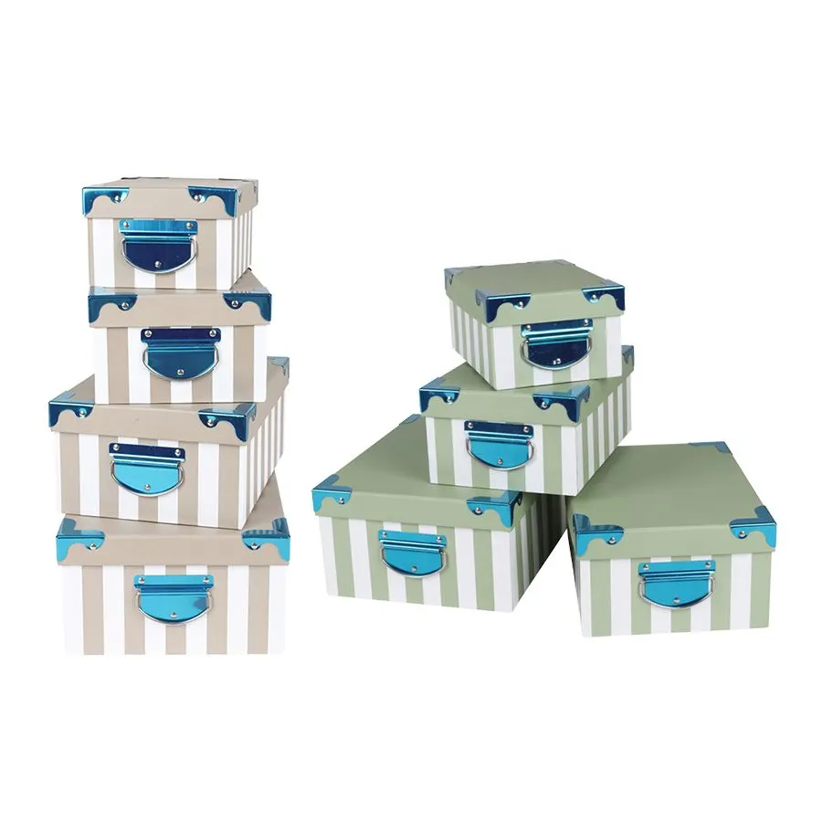 Dekoboxen Streifen mit Metallhenkel 4er-Set