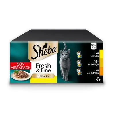Multipack Sheba Fresh & Fine en sachets fraîcheur, 50 x 50 g pour chat