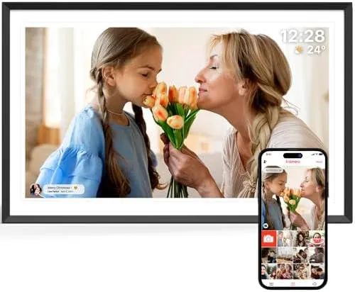 ApoloSign Digital Picture Frame 15.6 inch, WiFi Digital Photo Frame with 32GB Storage, 1920x1080 FHD IPS Touch Screen, Auto-Rotate, Easy Setup to Share Photos or Videos Instantly via Frameo App