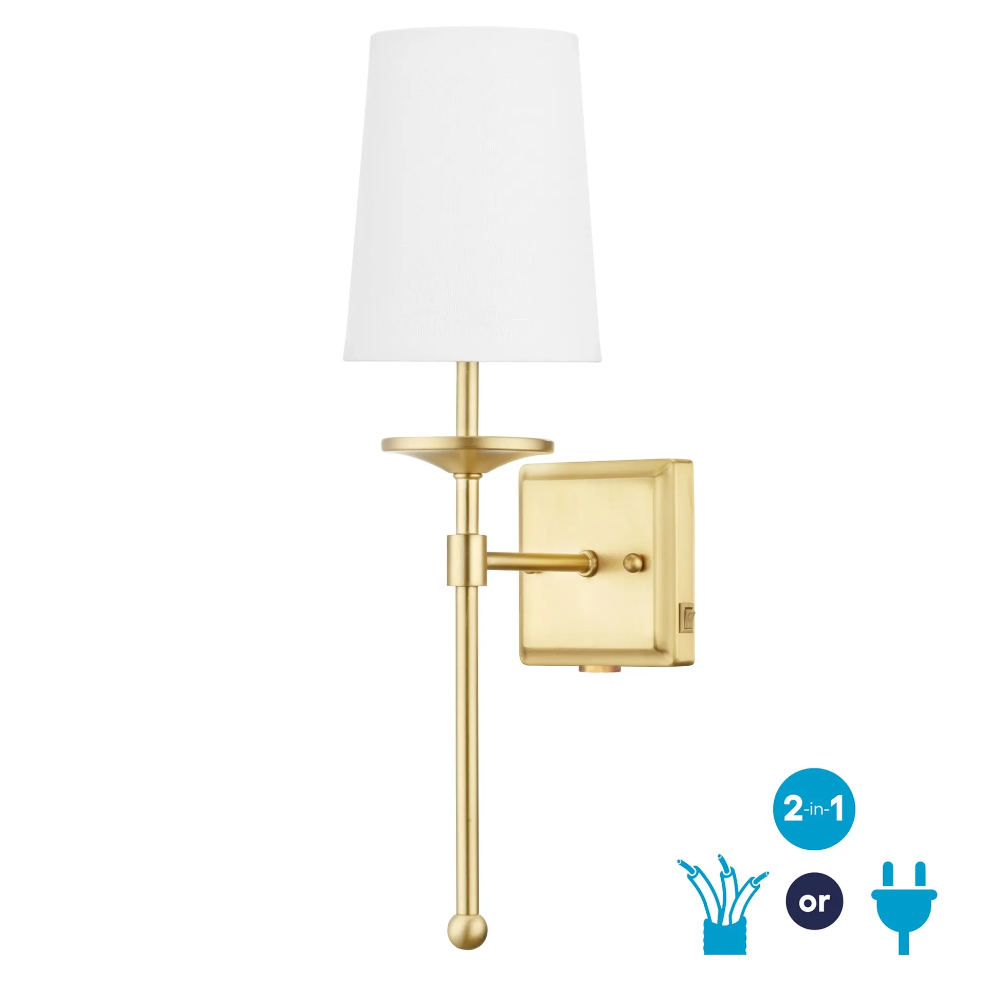 Eubanks 4.75-in W 1 -Light Brushed Gold Transitional Wall Sconce