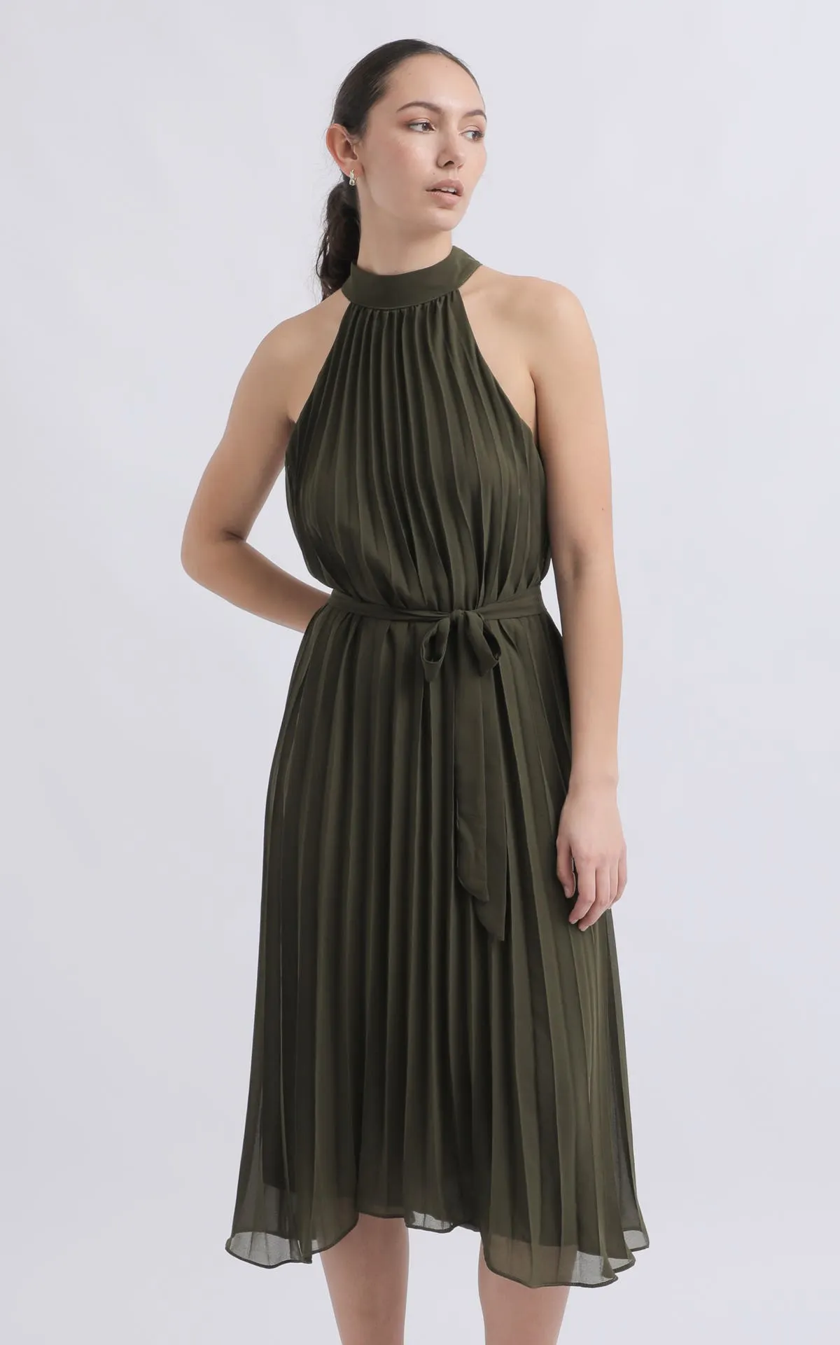 Chiffon Sunray Pleated Midi Dress