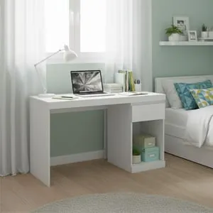 Escritorio Boro 1 cajón + compartimento blanco mate 75,5x120x50 cm