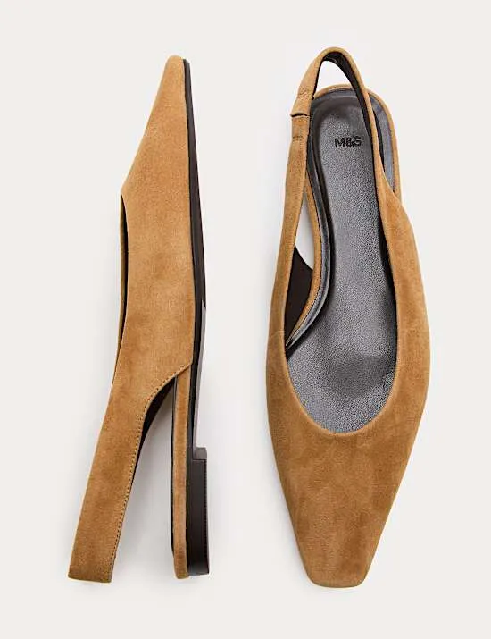 Suede Flat Chisel Toe Slingback Shoes