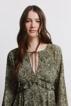 Vestido corto estampado verde