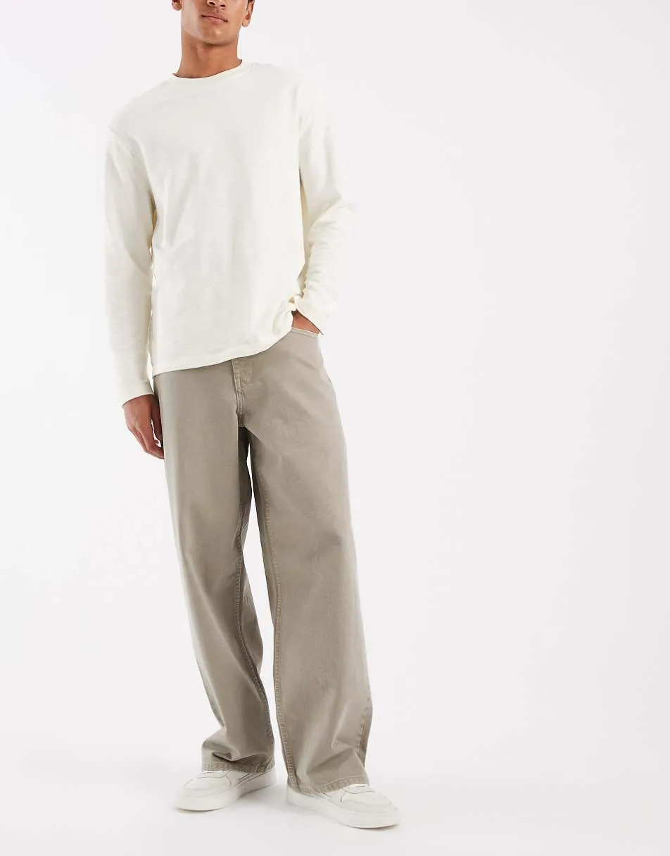 ASOS DESIGN baggy jeans in washed khaki