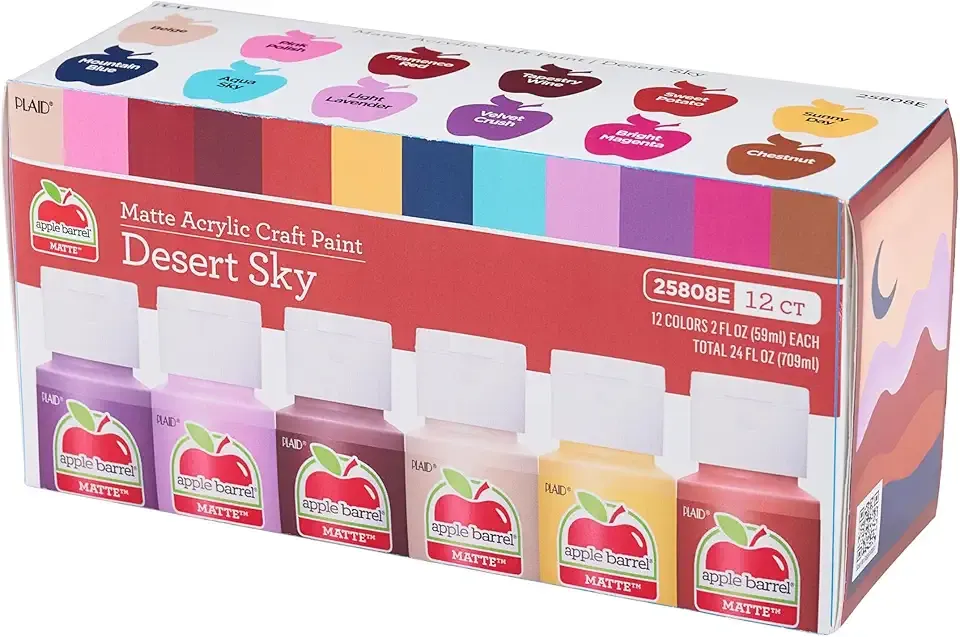 Apple Barrel Acrylic Craft Paint Set, Desert Sky, Includes 12 Colors with a Matte Finish