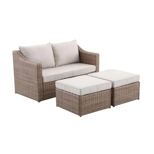 StyleWell Beller Creek 3-Piece Wicker Patio Coversation Set with Cream Cushions, in Cream