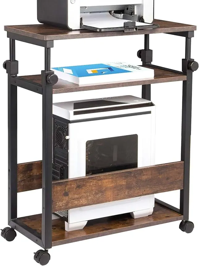 Height Adjustable Computer Tower Stand, Top Adjustable 24"Wx12"Dx23"-38"H | Printer Stands with Wheels, PC Tower Stand, Printer Table for Home Office, Holds Up to 132 lbs (Fits Tower Lower Than 19")
