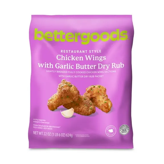 bettergoods Chicken Wings with Garlic Butter Dry Rub, 22 oz (Frozen) $8.84 40.2 ¢/oz