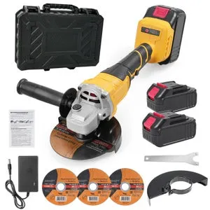 Smerigliatrice angolare multifunzionale da 125 mm, smerigliatrice elettrica da 21 V con 3 dischi da taglio da 5" e 2 batterie al litio