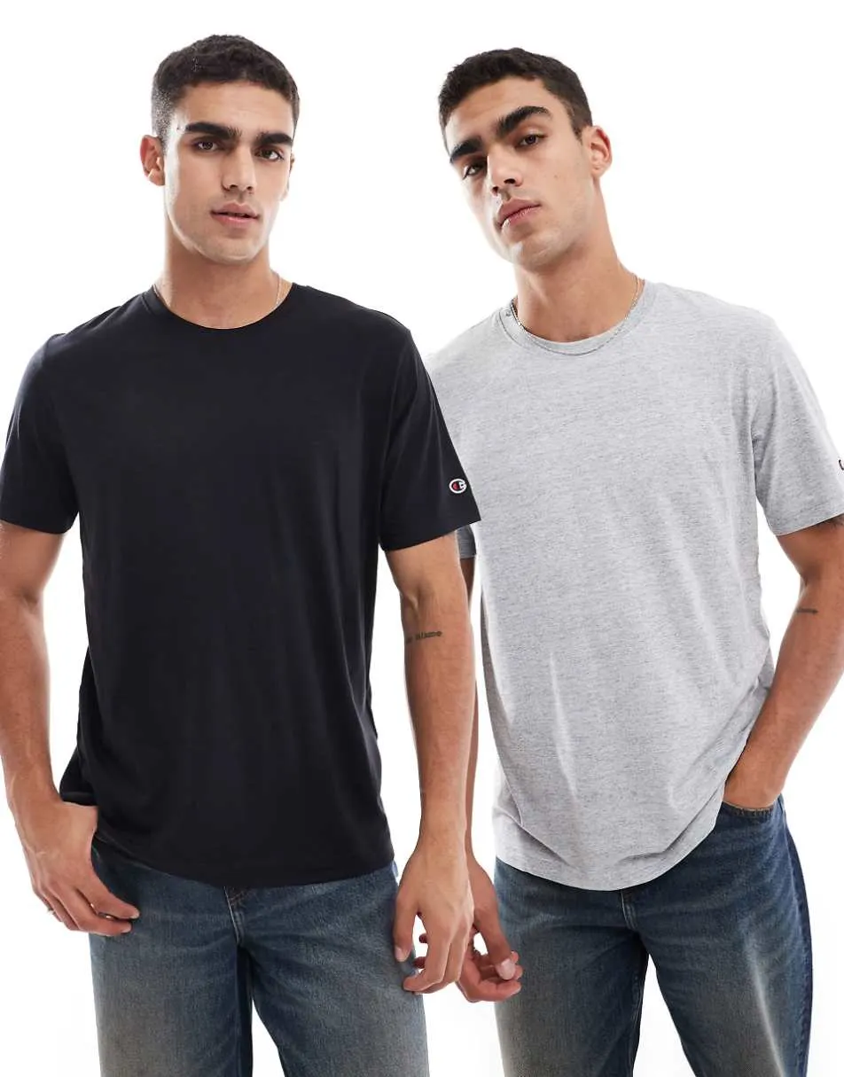 Champion 2 pack t-shirts in grey and black