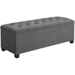 SONGMICS Storage Ottoman Bench, Foot Rest with Legs, Load up to 661.4 lb | End of Bed Bench, Storage Chest, 43.3 x 15.8 x 15.8 Inches, Slate Gray and Ink Black, MELISA Collection ULSF088G01
