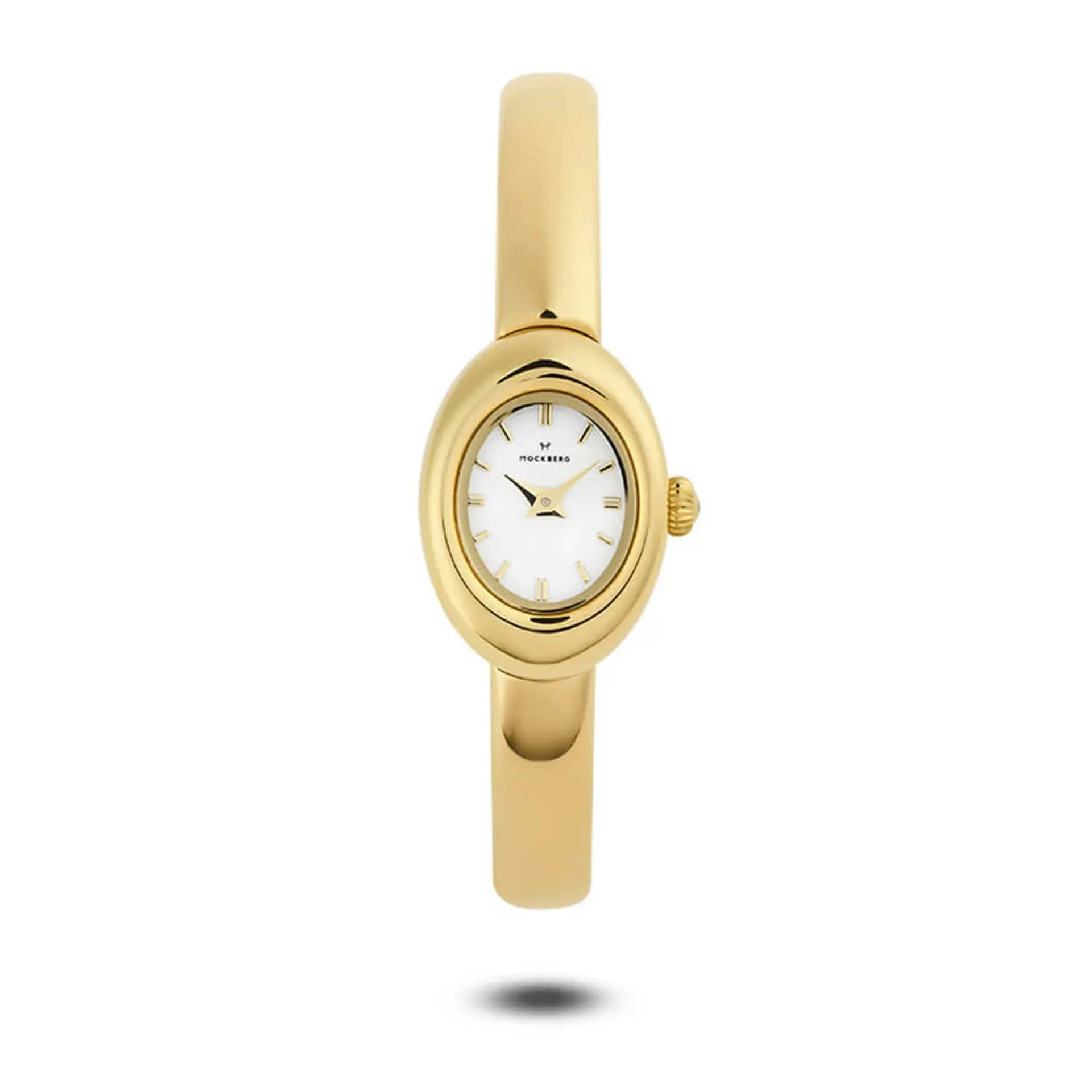Belle Oval Petite Bangle Watch dameklokke i gullfarget stål (small)