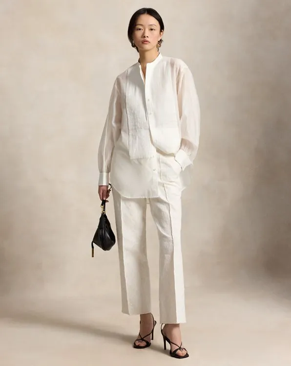 Embroidered Relaxed Straight Trousers