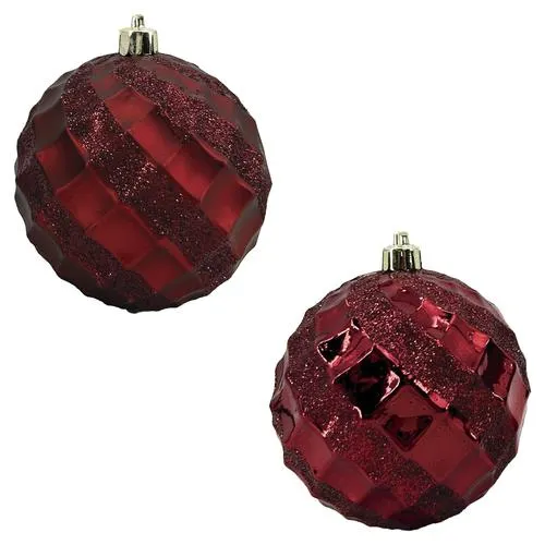 Enchanted Forest® 98mm Dark Red Rhombus Shatterproof Ornaments - 2 Pack