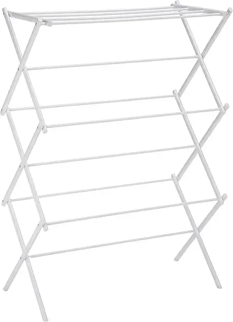 Amazon Basics Foldable Portable Laundry Rack for Air Drying Clothing, Indoor Outdoor Use - 14.5" D x 29.5" W x 41.8" H, White