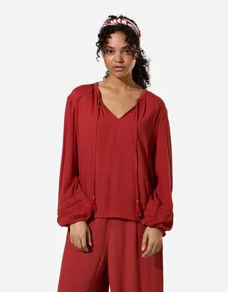 Blusa - Tinta unita - Ruggine