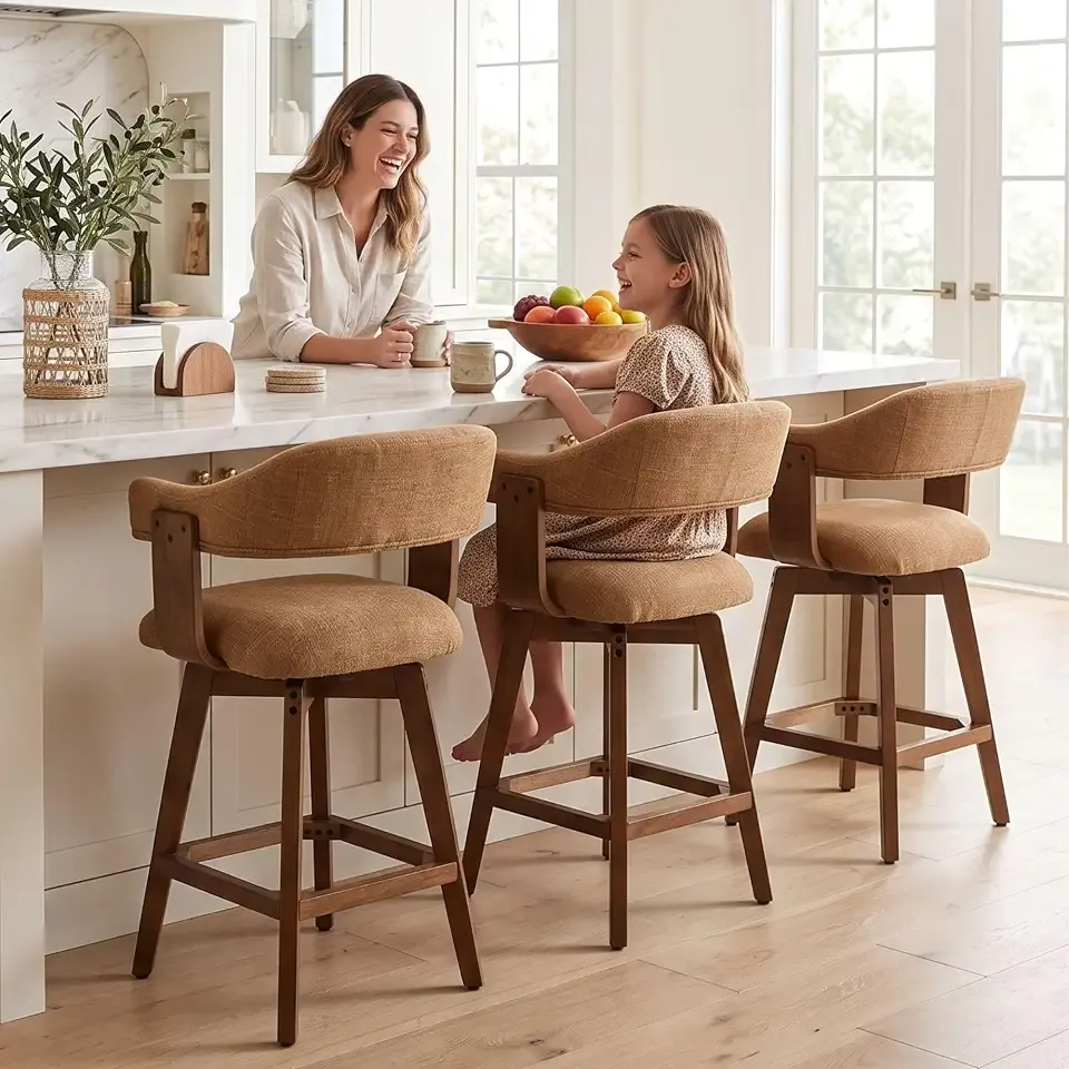HNY Swivel Bar Stools Set of 3, 26" Modern Counter Height Bar Stools